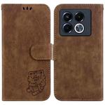 For Infinix Note 40 5G Little Tiger Embossed Leather Phone Case(Brown)