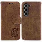 For Infinix Hot 50 Pro 4G Little Tiger Embossed Leather Phone Case(Brown)