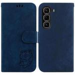 For Infinix Hot 50 Pro 4G Little Tiger Embossed Leather Phone Case(Dark Blue)