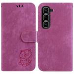 For Infinix Hot 50 Pro+ 4G Little Tiger Embossed Leather Phone Case(Rose Red)
