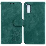 For Sony Xperia 5 V Little Tiger Embossed Leather Phone Case(Green)