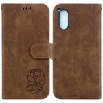 For Sony Xperia 5 V Little Tiger Embossed Leather Phone Case(Brown)