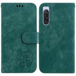 For Sony Xperia 10 V Little Tiger Embossed Leather Phone Case(Green)
