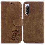 For Sony Xperia 10 V Little Tiger Embossed Leather Phone Case(Brown)