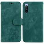For Sony Xperia 10 III Little Tiger Embossed Leather Phone Case(Green)