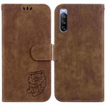 For Sony Xperia 10 III Little Tiger Embossed Leather Phone Case(Brown)
