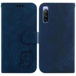 For Sony Xperia 10 III Little Tiger Embossed Leather Phone Case(Dark Blue)