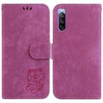 For Sony Xperia 10 III Little Tiger Embossed Leather Phone Case(Rose Red)