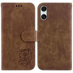 For Sony Xperia 10 VI Little Tiger Embossed Leather Phone Case(Brown)