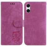 For Sony Xperia 10 VI Little Tiger Embossed Leather Phone Case(Rose Red)