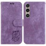 For Sony Xperia 1 VI Little Tiger Embossed Leather Phone Case(Purple)