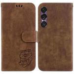 For Sony Xperia 1 VII Little Tiger Embossed Leather Phone Case(Brown)