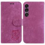 For Sony Xperia 1 VII Little Tiger Embossed Leather Phone Case(Rose Red)