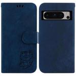 For Google Pixel 8 Pro Little Tiger Embossed Leather Phone Case(Dark Blue)