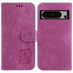 For Google Pixel 8 Pro Little Tiger Embossed Leather Phone Case(Rose Red)