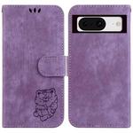 For Google Pixel 8 Little Tiger Embossed Leather Phone Case(Purple)