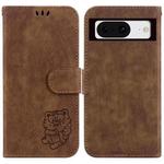 For Google Pixel 8 Little Tiger Embossed Leather Phone Case(Brown)