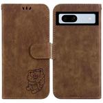 For Google Pixel 7a Little Tiger Embossed Leather Phone Case(Brown)