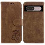 For Google Pixel 7 Little Tiger Embossed Leather Phone Case(Brown)