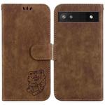 For Google Pixel 6a Little Tiger Embossed Leather Phone Case(Brown)