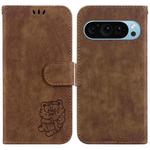 For Google Pixel 9 Pro Little Tiger Embossed Leather Phone Case(Brown)