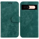 For Google Pixel 8a Little Tiger Embossed Leather Phone Case(Green)