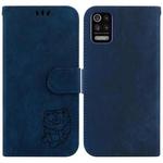 For LG K52 / K62 / Q52 Little Tiger Embossed Leather Phone Case(Dark Blue)