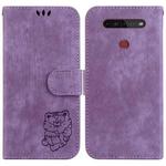 For LG K41S / K51S Little Tiger Embossed Leather Phone Case(Purple)