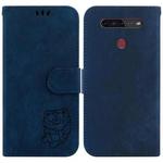 For LG K41S / K51S Little Tiger Embossed Leather Phone Case(Dark Blue)