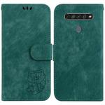 For LG K61 Little Tiger Embossed Leather Phone Case(Green)