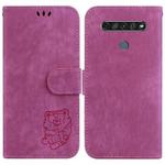For LG K61 Little Tiger Embossed Leather Phone Case(Rose Red)