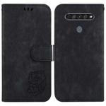 For LG K61 Little Tiger Embossed Leather Phone Case(Black)