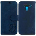 For LG K50 / Q60 Little Tiger Embossed Leather Phone Case(Dark Blue)