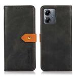 For Motorola Moto G14 4G KHAZNEH Dual-color Cowhide Texture Flip Leather Phone Case(Black)