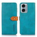 For Motorola Moto G34 5G KHAZNEH Dual-color Cowhide Texture Flip Leather Phone Case(Blue)