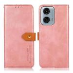 For Motorola Moto G24 Power KHAZNEH Dual-color Cowhide Texture Flip Leather Phone Case(Rose Gold)