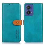 For Motorola Moto G85 KHAZNEH Dual-color Cowhide Texture Flip Leather Phone Case(Blue)