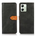 For Motorola Moto G64 5G KHAZNEH Dual-color Cowhide Texture Flip Leather Phone Case(Black)