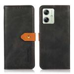 For Motorola Moto G54 India KHAZNEH Dual-color Cowhide Texture Flip Leather Phone Case(Black)