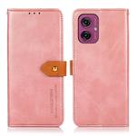 For Motorola Moto G55 5G KHAZNEH Dual-color Cowhide Texture Flip Leather Phone Case(Rose Gold)