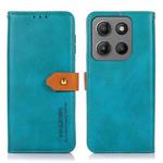 For Motorola Moto G15 4G / G05 KHAZNEH Dual-color Cowhide Texture Flip Leather Phone Case(Blue)