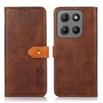 For Motorola Moto G15 4G / G05 KHAZNEH Dual-color Cowhide Texture Flip Leather Phone Case(Brown)