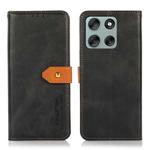 For Motorola Moto G56 5G KHAZNEH Dual-color Cowhide Texture Flip Leather Phone Case(Black)
