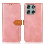 For Motorola Moto G56 5G KHAZNEH Dual-color Cowhide Texture Flip Leather Phone Case(Rose Gold)