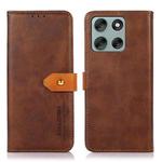 For Motorola Moto G56 5G KHAZNEH Dual-color Cowhide Texture Flip Leather Phone Case(Brown)