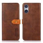 For Sony Xperia 5 V KHAZNEH Dual-color Cowhide Texture Flip Leather Phone Case(Brown)