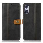 For Sony Xperia 5 V Stitching Thread Calf Texture Leather Phone Case(Black)