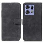 For Motorola Edge 50 Pro KHAZNEH Retro Texture Leather Phone Case(Black)