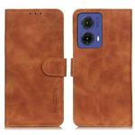 For Motorola Moto G85 KHAZNEH Retro Texture Leather Phone Case(Brown)