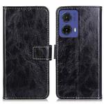 For Motorola Moto G85 Retro Crazy Horse Texture Leather Phone Case(Black)